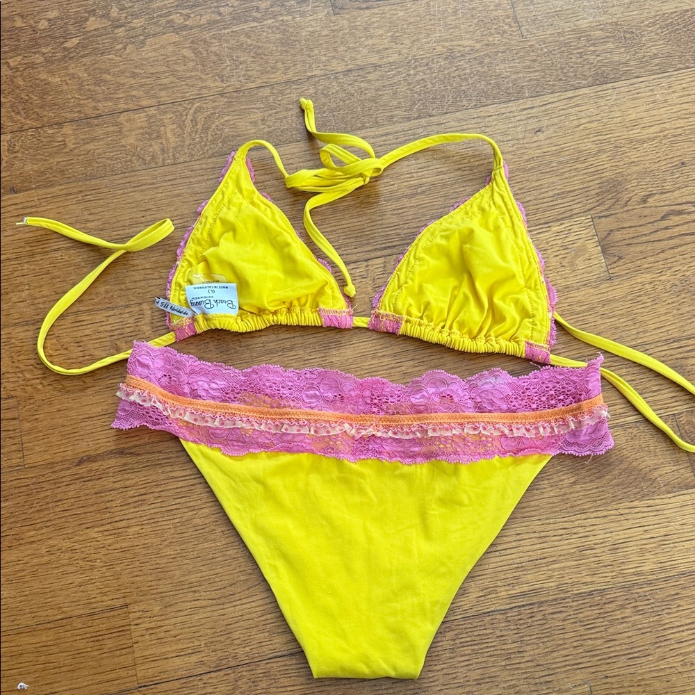 Beach Bunny Yellow and Pink Bikini - Picture 2 of 3
